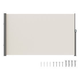VEVOR Retractable Side Awning, 79''x 118'' Outdoor Privacy Screen, 180g Polyester Water-proof Retractable Patio Screen, UV 30+ Room Divider Wind Scree