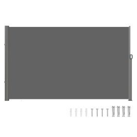 VEVOR Retractable Side Awning, 63''x 118'' Full Aluminum Rust-Proof Outdoor Privacy Screen, Folding Room Divider Wind Screen for Patio Sun Shade, Back