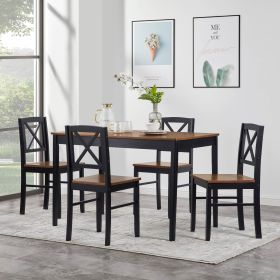 Eco-Friendly Solid Wood Dining Set - Sustainable Home & Restaurant Furniture with Black Metal Accents, Dark Brown