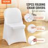 VEVOR White Stretch Spandex Chair Covers - 12 PCS, Folding Kitchen Chairs Cover, Universal Washable Slipcovers Protector, Removable Chair Seat Covers,