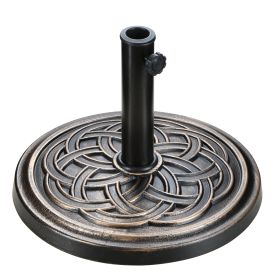 17.72" 24.2 lbs Market Heavy Duty Umbrella Round Stand Base for Patio, Outdoor, Deck, Lawn, Garden, Bronze (Color: as Pic)