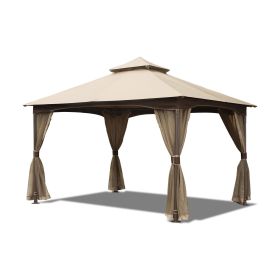 10'x13' Gazebo, Outdoor Gazebo with Mosquito Netting, Metal Frame Double Roof Soft Top Patio Gazebo Canopy Tent for Deck Backyard Garden Lawns (K (Color: as Pic)