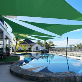 Artpuch Custom Size Dark Green Sun Shade Sail Triangle Canopy 185 GSM Durable Fabric UV Block Awning for Outdoor Patio Garden Backyard (Customize (Color: Dark Green, size: 21X25X25)
