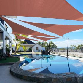 Artpuch Custom Size Rust Red Sun Shade Sail Triangle Canopy 185 GSM Durable Fabric UV Block Awning for Outdoor Patio Garden Backyard (Customized (Color: Rust Red, size: 24X25X25)