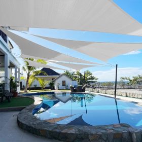 Artpuch Custom Size Light Gray Sun Shade Sail Triangle Canopy 185 GSM Durable Fabric UV Block Awning for Outdoor Patio Garden Backyard (Customize (Color: Light Gray, size: 22X28X28)